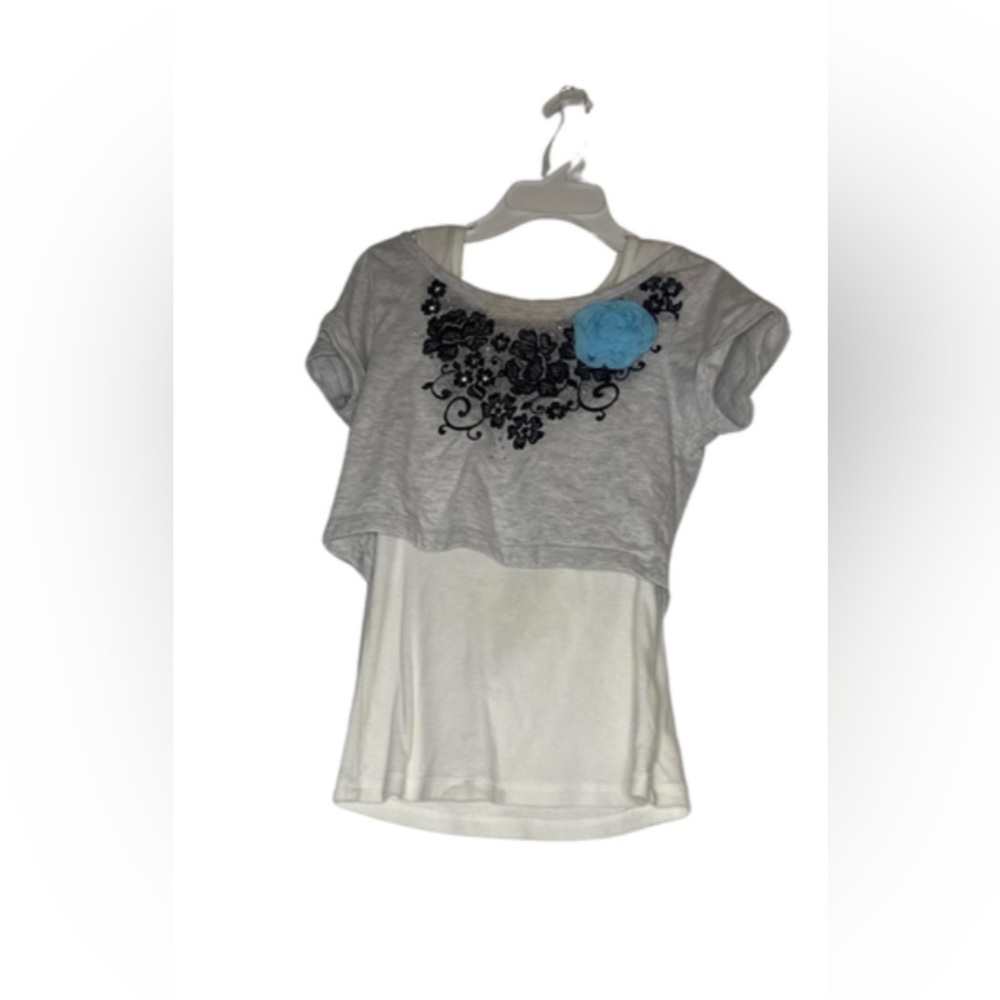 Flower crop top with connected undershirt